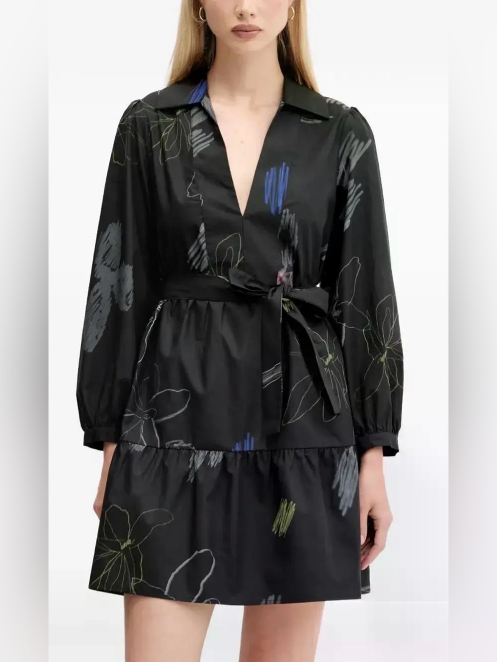 Desigual Floral Print Belted Shirt Dress
